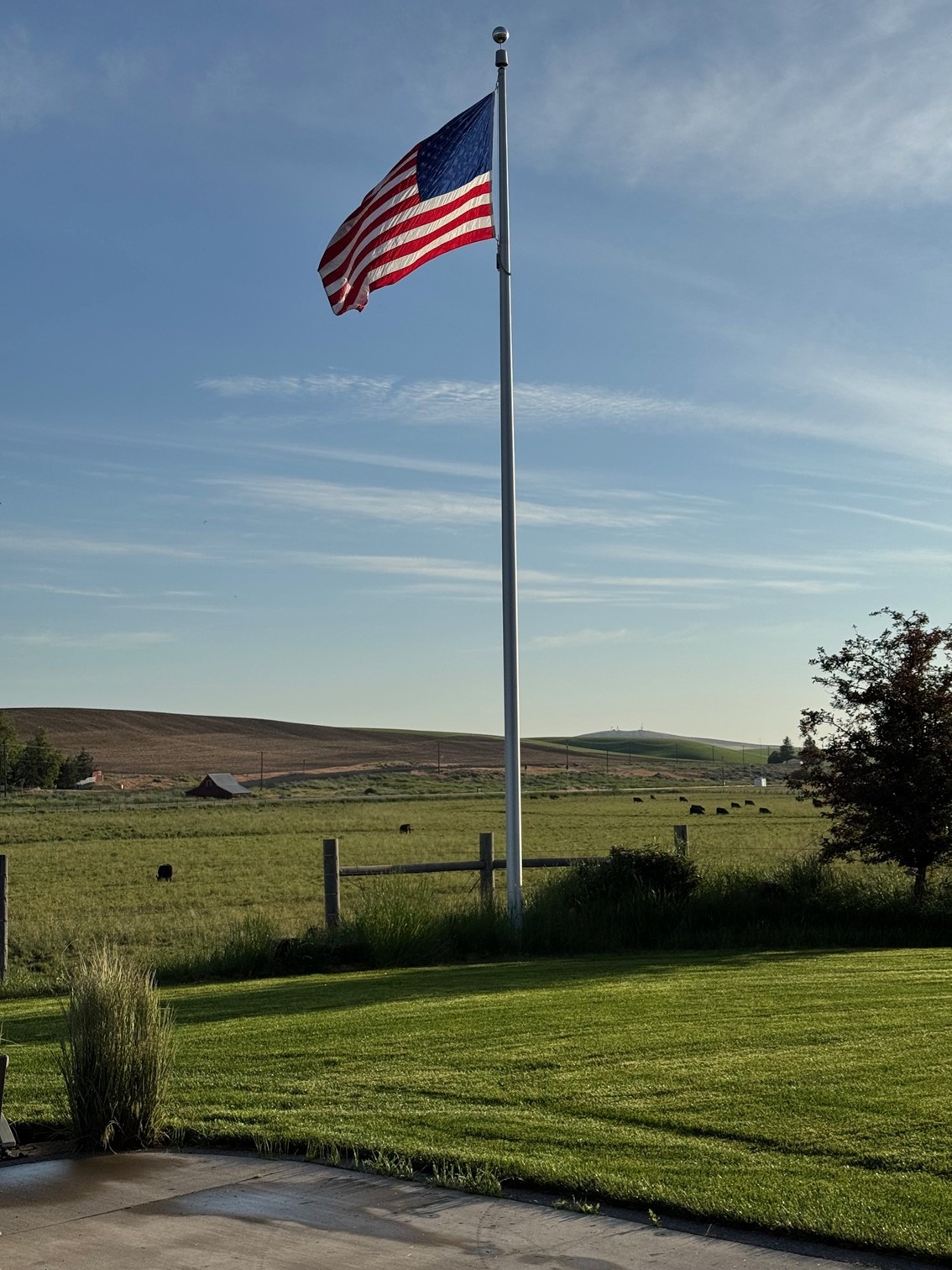 American flag on the farm
