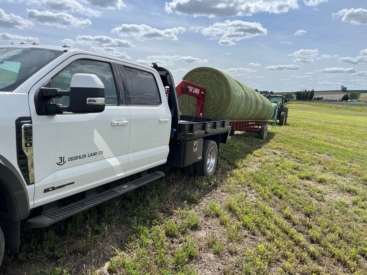 F550 hauling hay bales